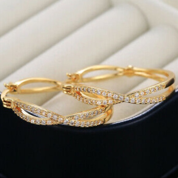 18k gold plated new hoop earrings - Picture 2 of 6